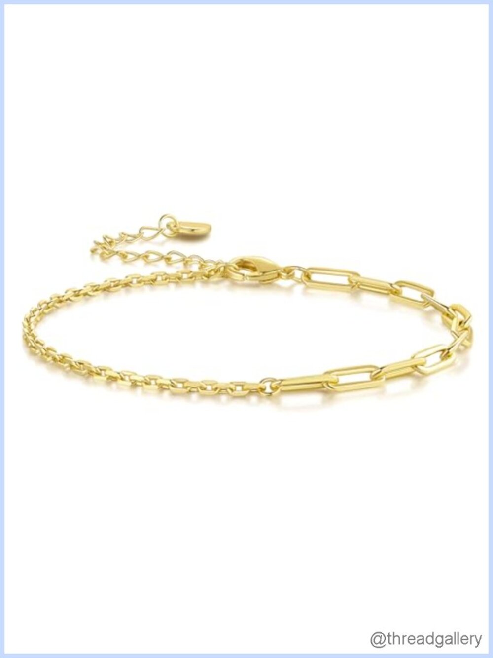 14K Gold Plated Paperclip Link Bracelet for Women Adjustable Lobster Clasp